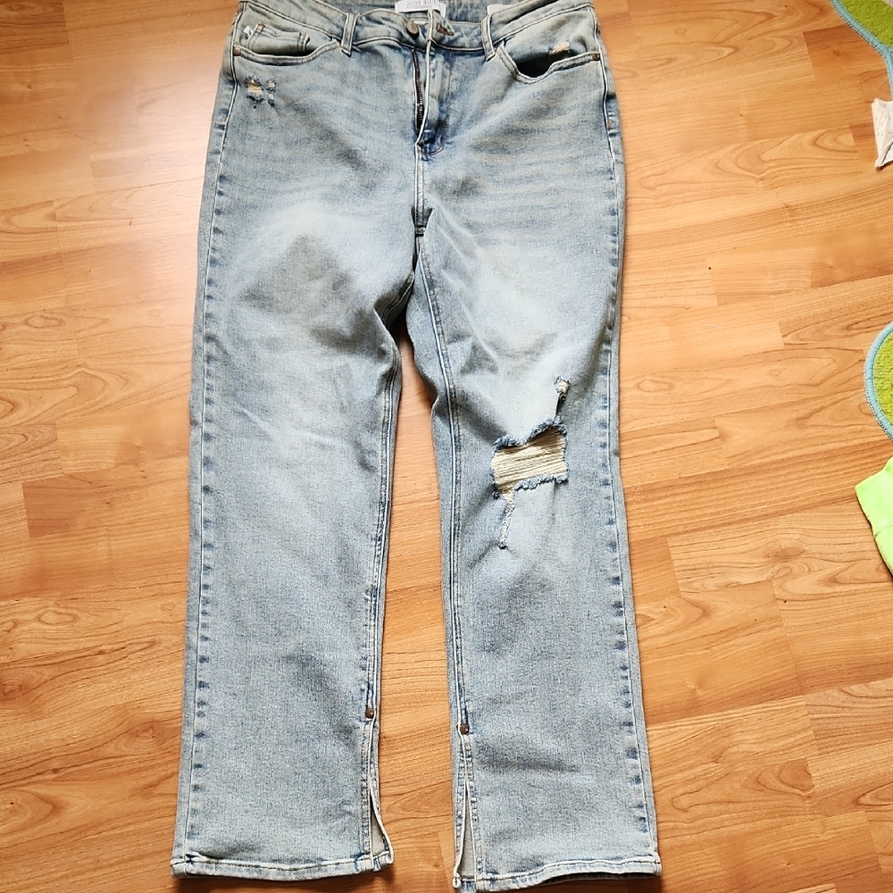 Judy Blue Light Blue Straight Leg Distressed Jeans